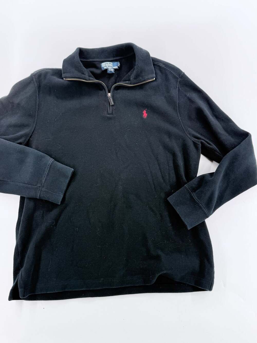 Polo Ralph Lauren Black 1/4 Zip Pullover Sweater Size L